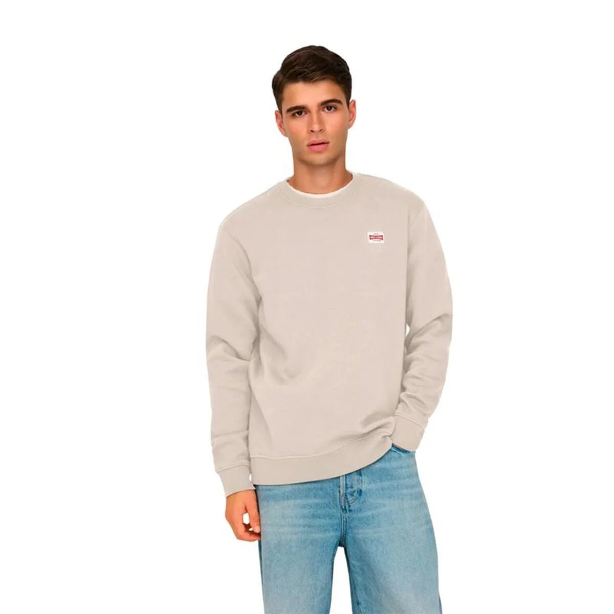 Herren Sweater ohne Kapuze Only & Sons Onsdawson Reg Crew Vd Weiß – Produktansicht 3