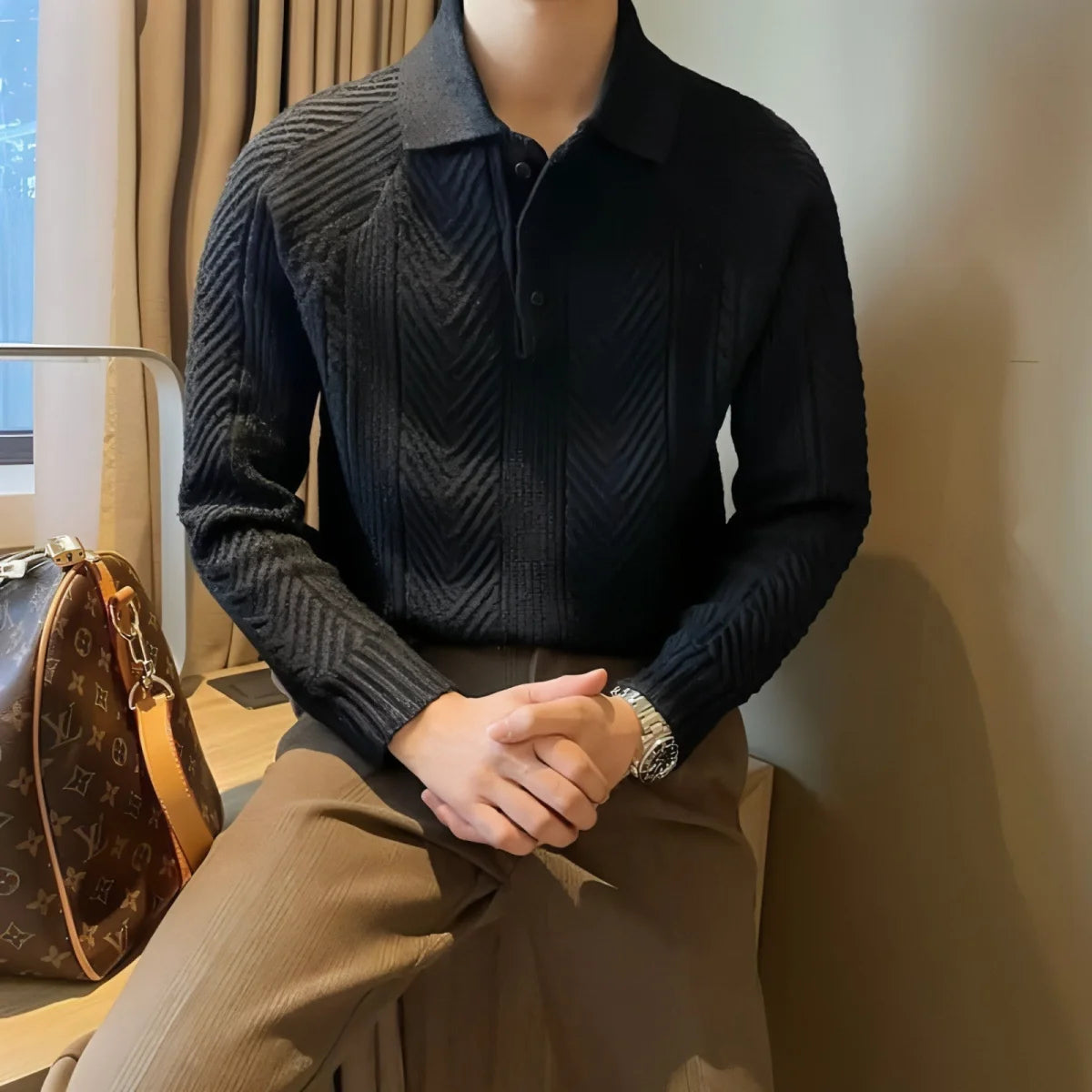 Herren Thermopullover mit Polokragen – Produktansicht 4