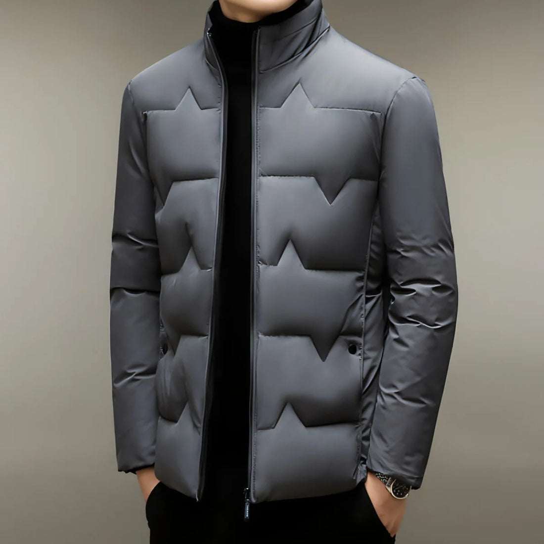 Herren Winterjacke mit Baumwollwattierung – Detailansicht 5