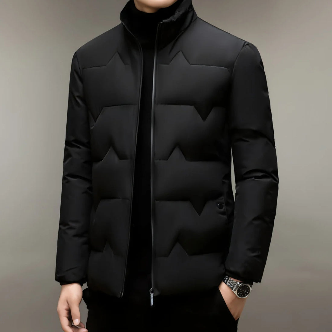 Herren Winterjacke mit Baumwollwattierung – Detailansicht 1