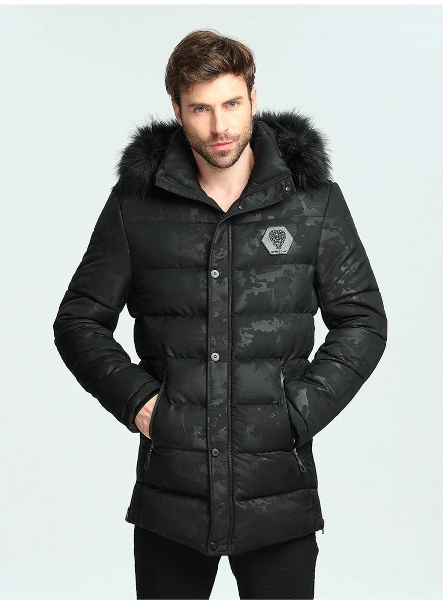 Herren Winterjacke mit Kragen in Felloptik – ausgewählte Produktansicht