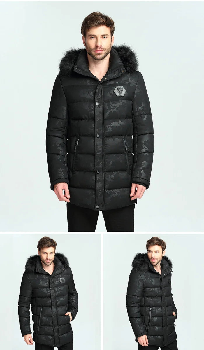 Herren Winterjacke mit Kragen in Felloptik – Produktansicht 4