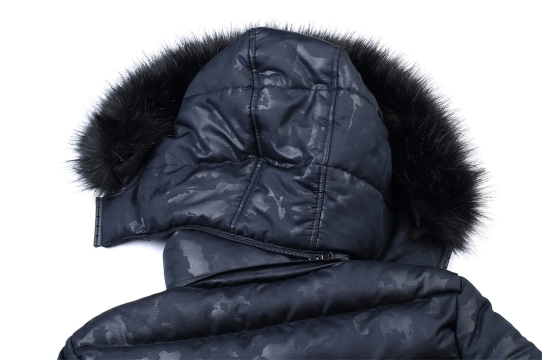 Herren Winterjacke mit Kragen in Felloptik – Detailansicht 3
