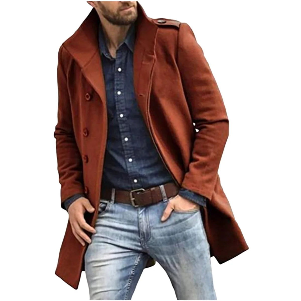 Herren Woll-Trenchcoat, warm gefüttert – ausgewählte Produktansicht