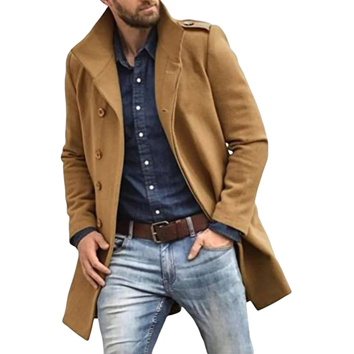 Herren Woll-Trenchcoat, warm gefüttert – Produktansicht 5