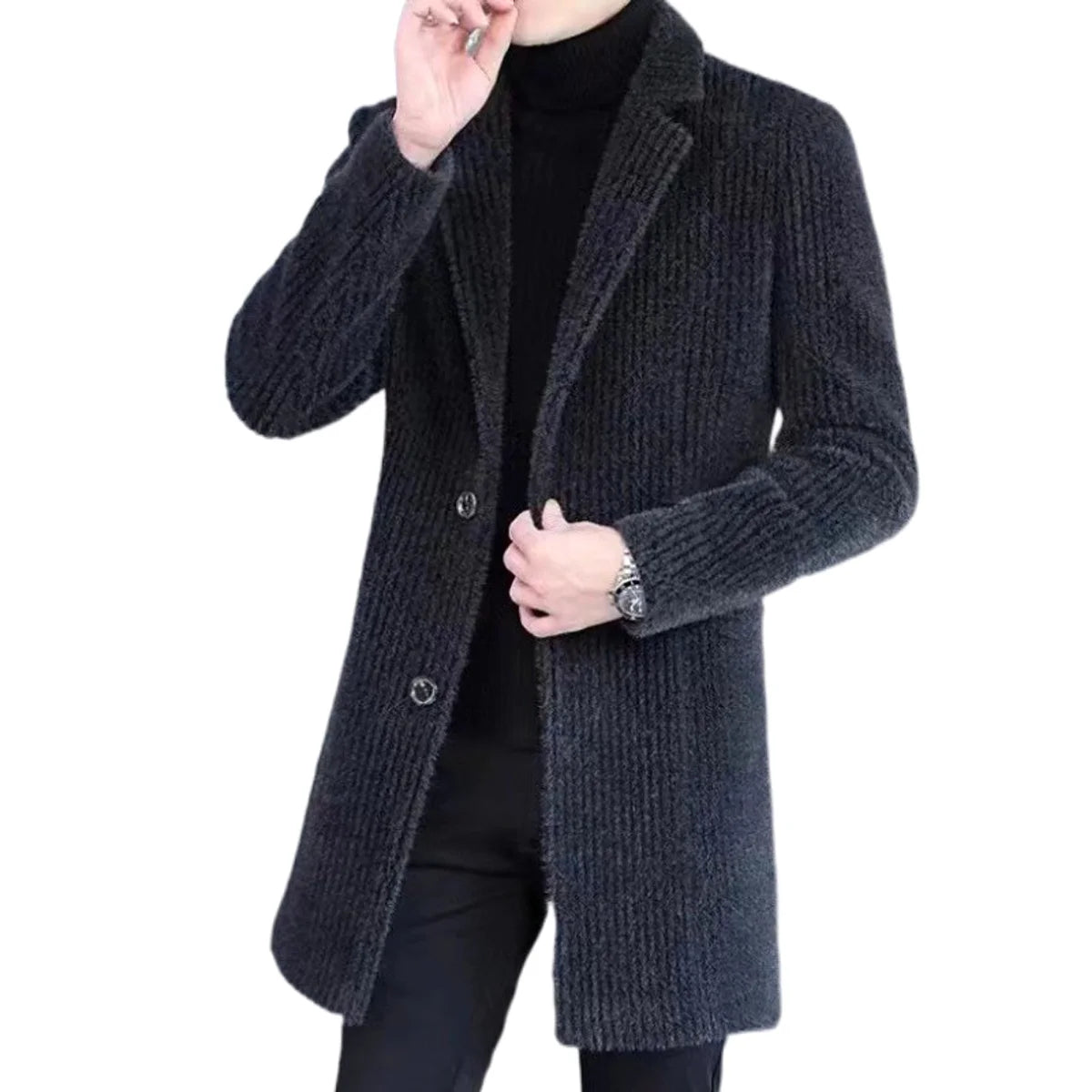 Herren Wollmantel Slim Fit, mittellang – ausgewählte Produktansicht