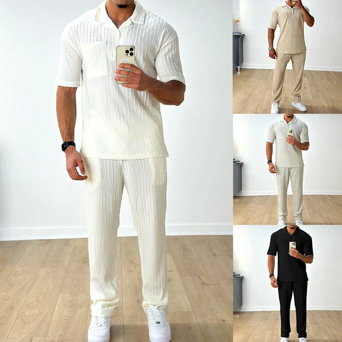 Herren Zweiteiler mit Kurzarm-Poloshirt & Hose