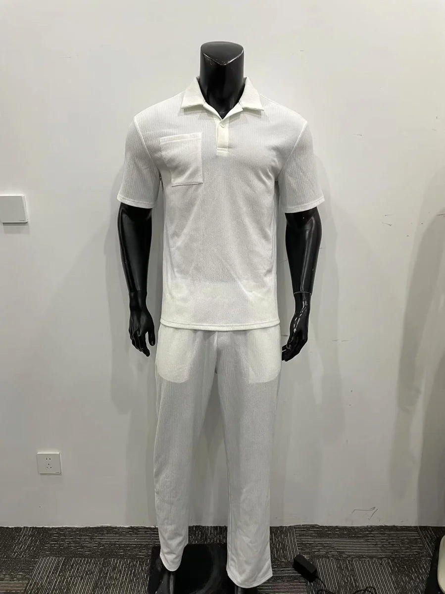 Herren Zweiteiler mit Kurzarm-Poloshirt & Hose – Produktansicht 5