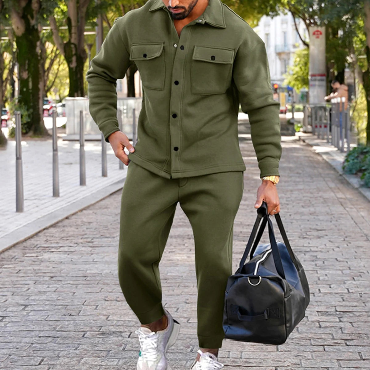 Herren Zweiteiler in Wildlederoptik, Slim Fit