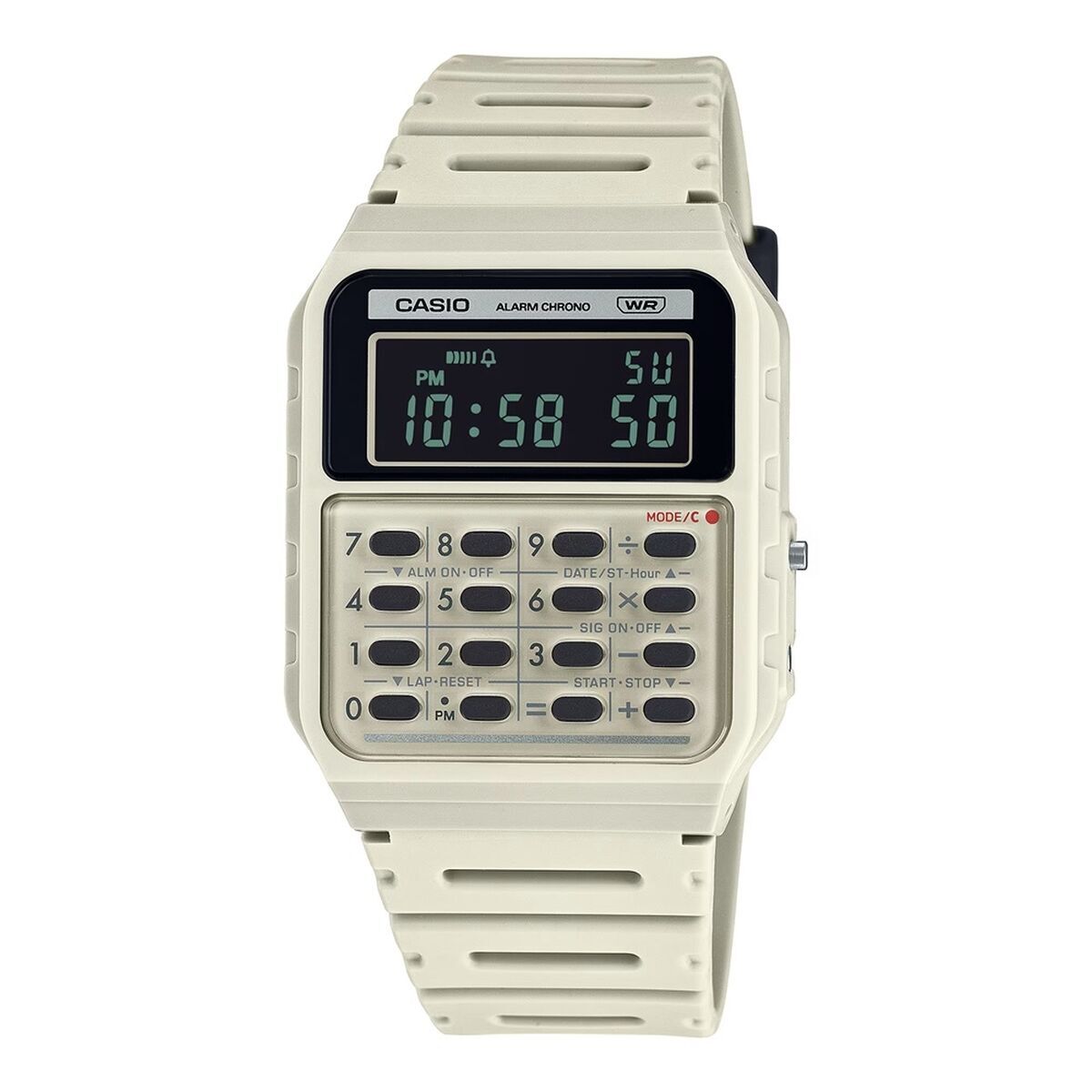 Herrenuhr Casio Calculator Edgy Collection Cream - Mode & Accessoires