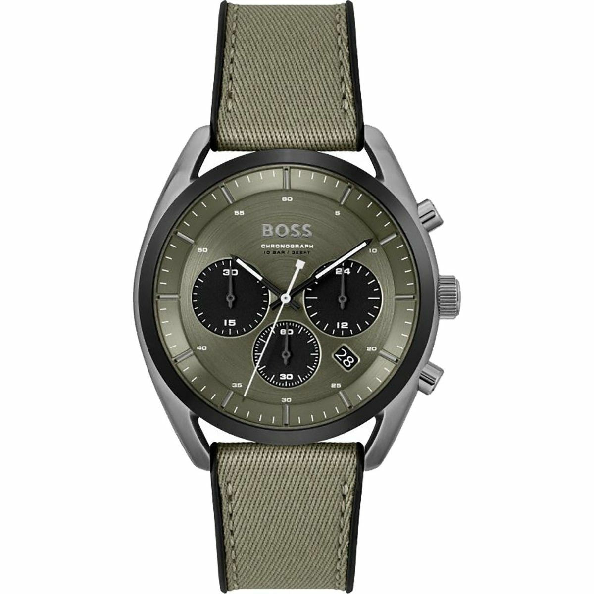 Hugo Boss Herrenuhr 44 mm aus Edelstahl in Grau und Grün - Uhren Mann
