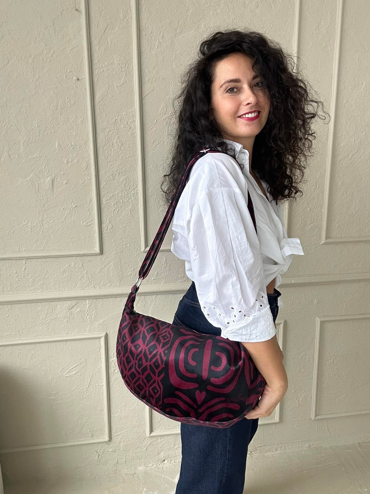 Hobo-Handtasche – Burgundy Muster