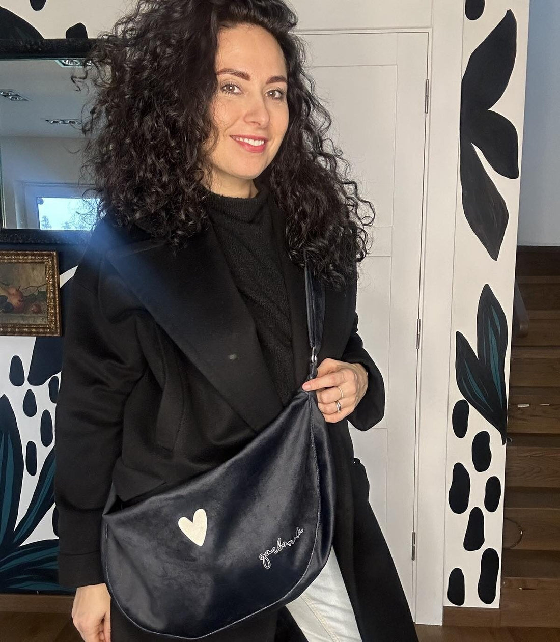 Hobo-Handtasche Heart – Schwarz – Detailansicht 1