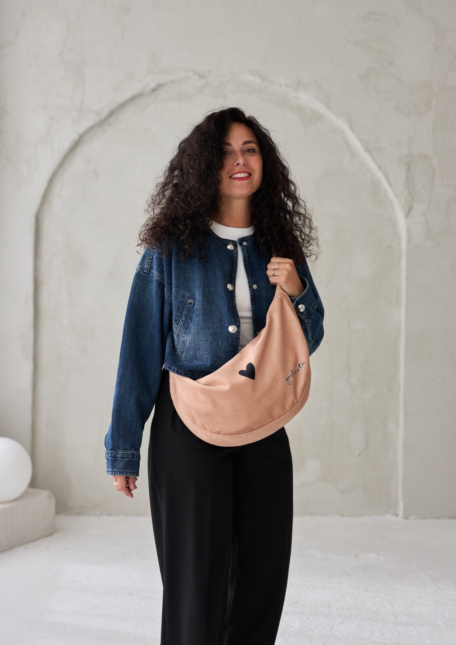 Hobo-Handtasche Heart – Creme