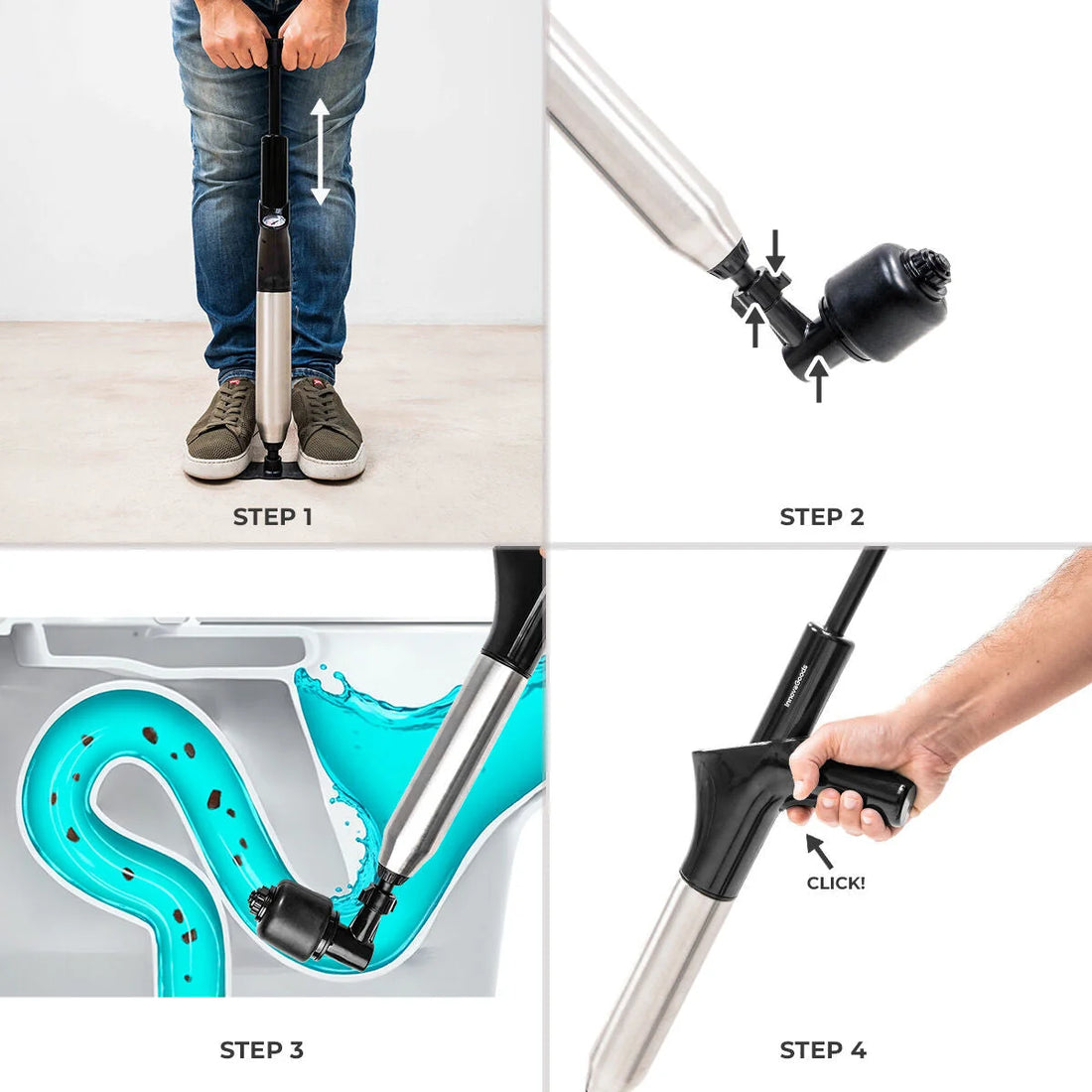 Druckluft-Abflussreiniger Jetpro mit Manometer – Detailansicht 3