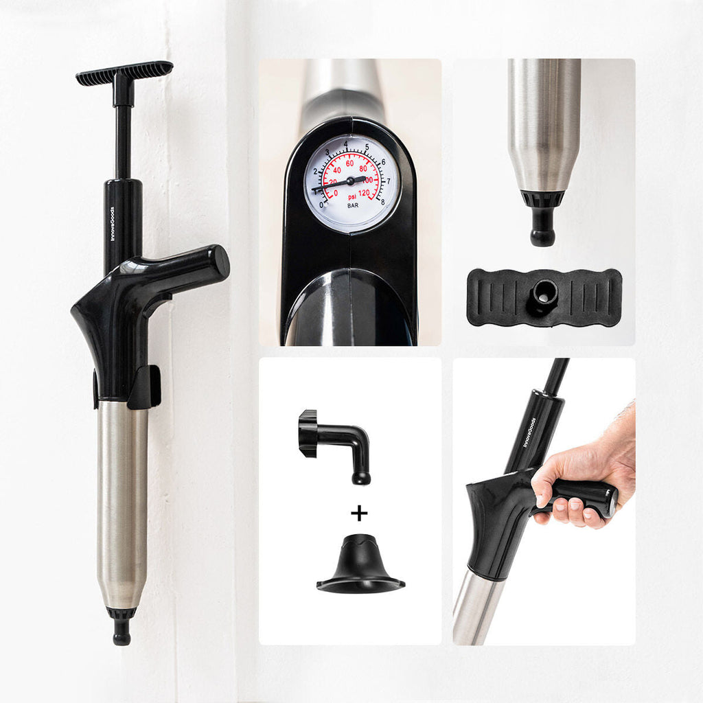 Hochdruck Druckluftpömpel mit Zubehör 5-in-1 Manometer