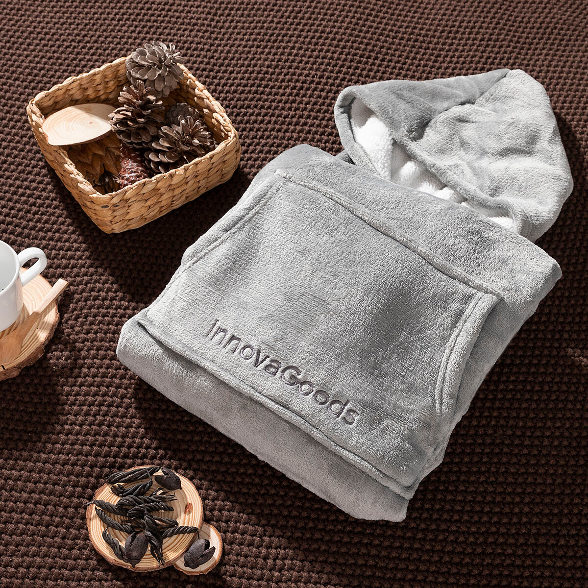 InnovaGoods Fleece-Kapuzen-Decke Unisex Übergröße