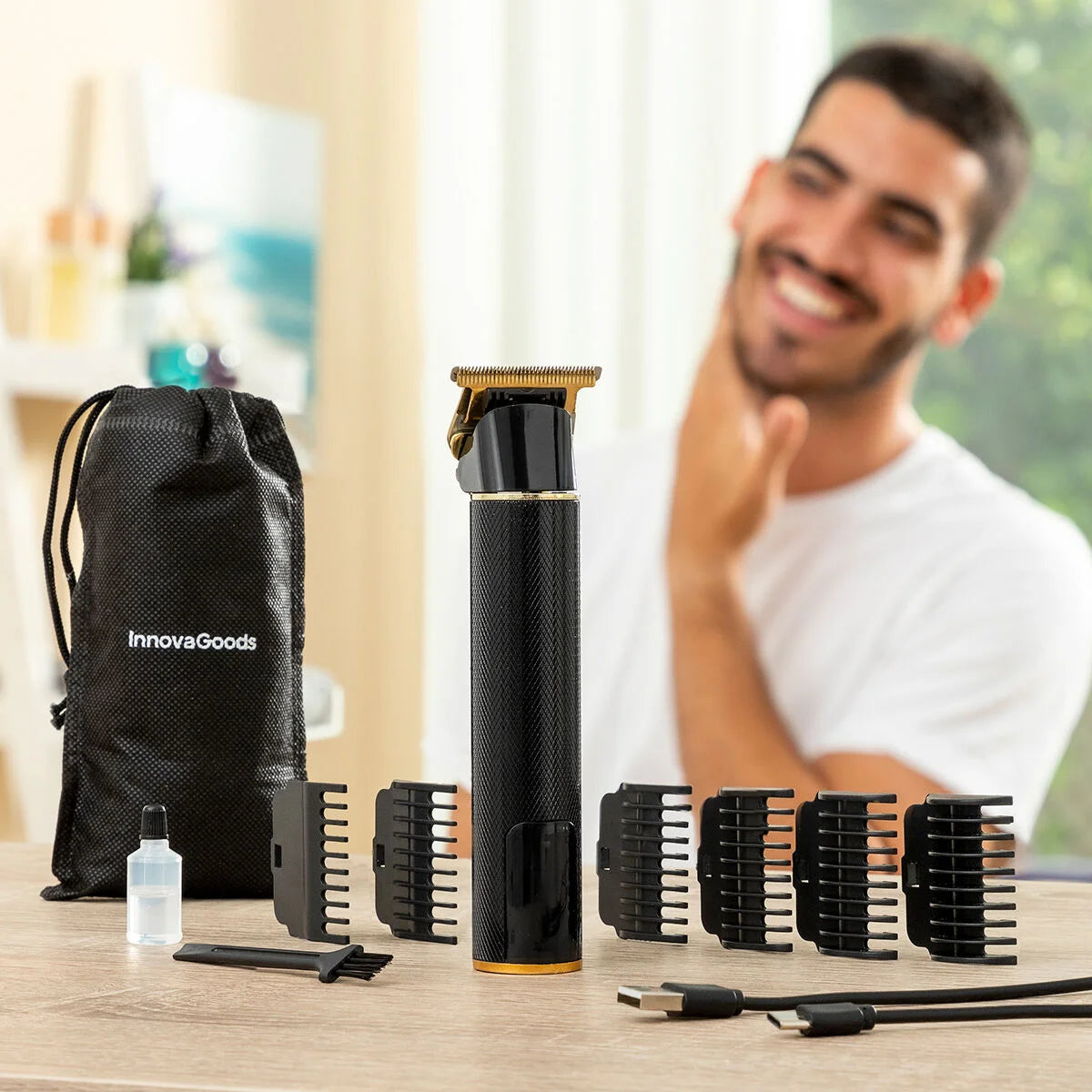 Wiederaufladbarer Profi-Haarschneider mit Zubehör Triher – Produktansicht 2