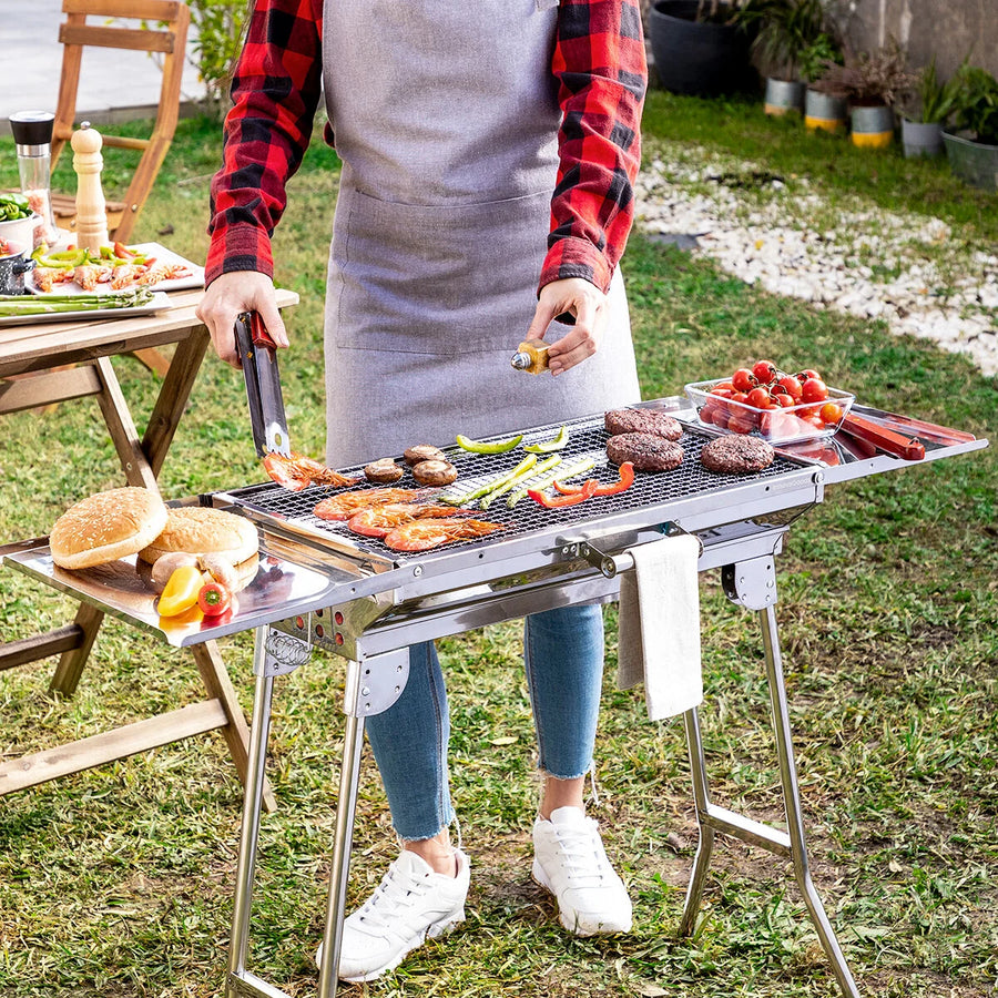Zusammenklappbarer Holzkohlegrill aus Edelstahl ExelQ
