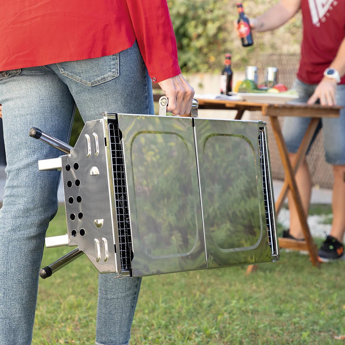 Zusammenklappbarer Holzkohlegrill aus Edelstahl ExelQ – Produktansicht 3