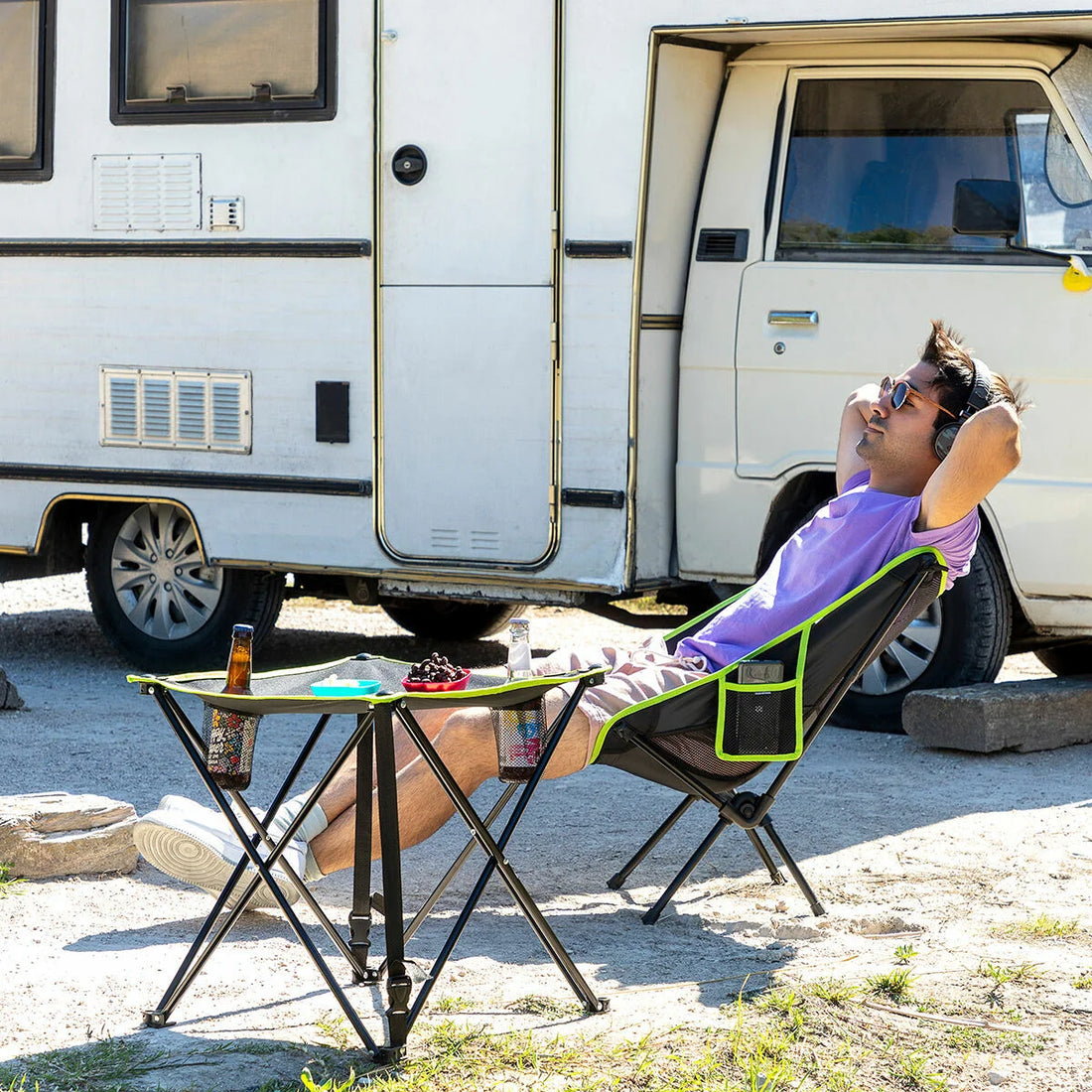 Klappbarer Campingtisch aus Textil mit Hülle Cafolby – Detailansicht 2