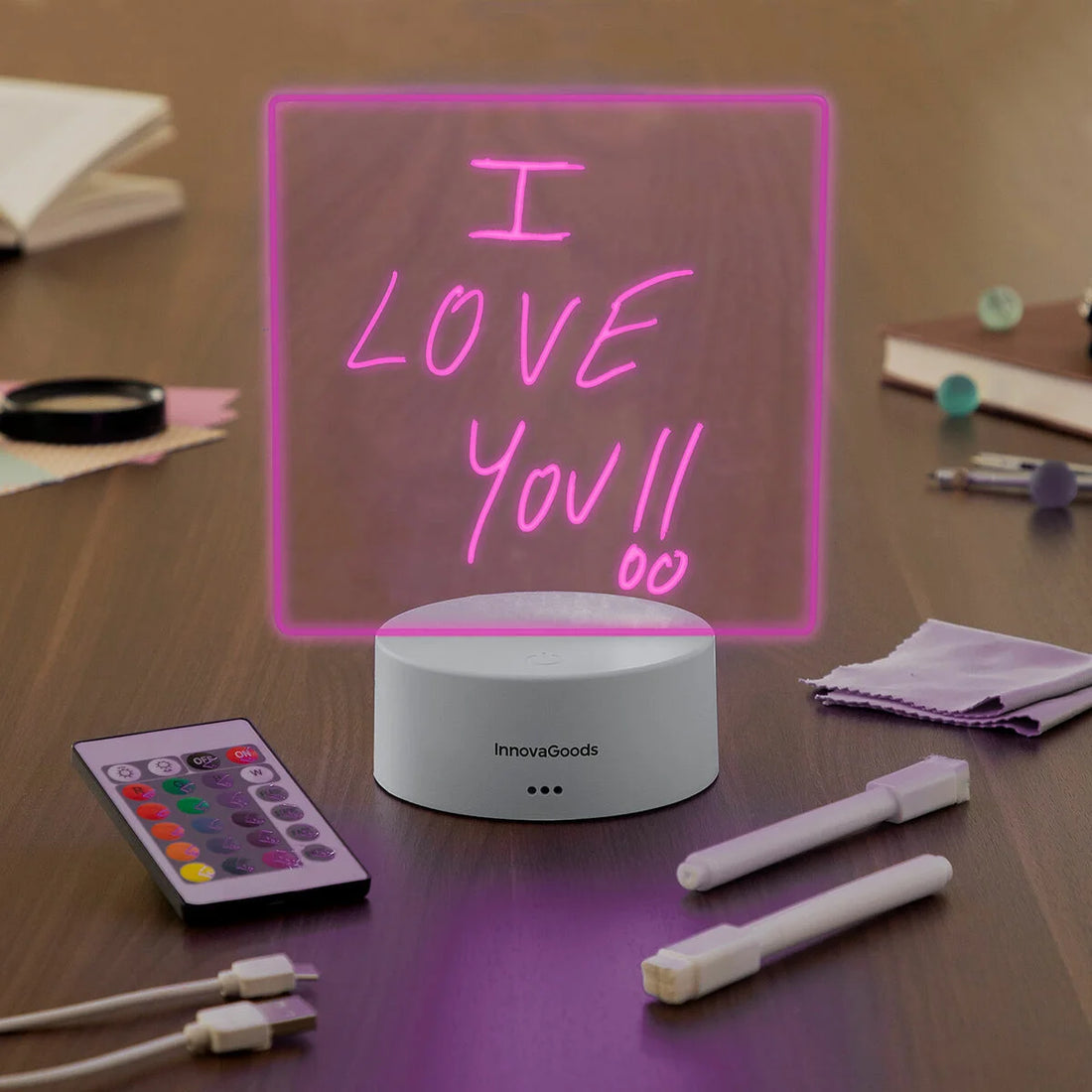 LED-Notiztafel Lemo mit 16 Lichtfarben – Detailansicht 1