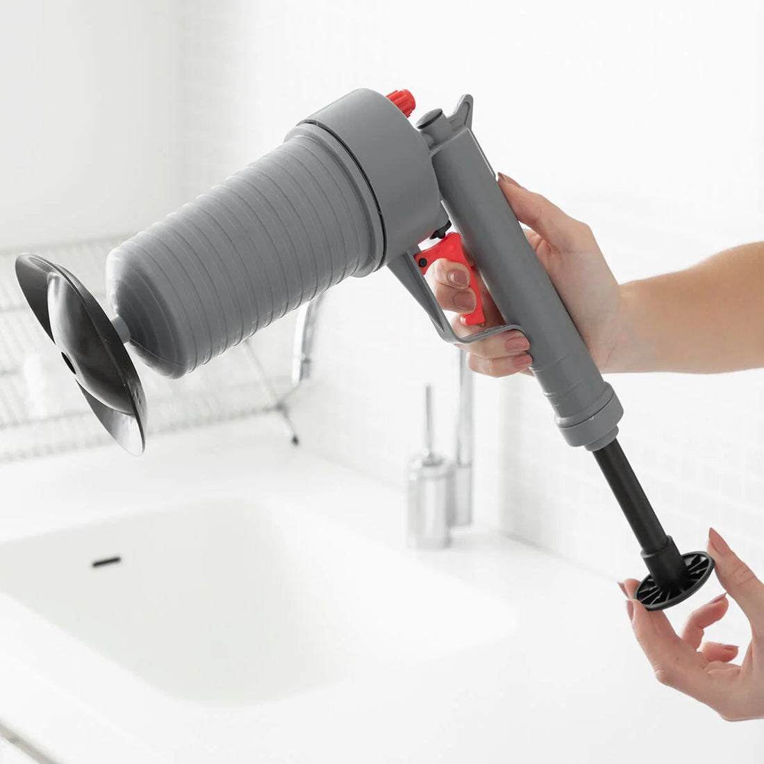 Universelle Pressluftpistole zur Abflussreiniung, mit Adaptern KlinGun – Detailansicht 5