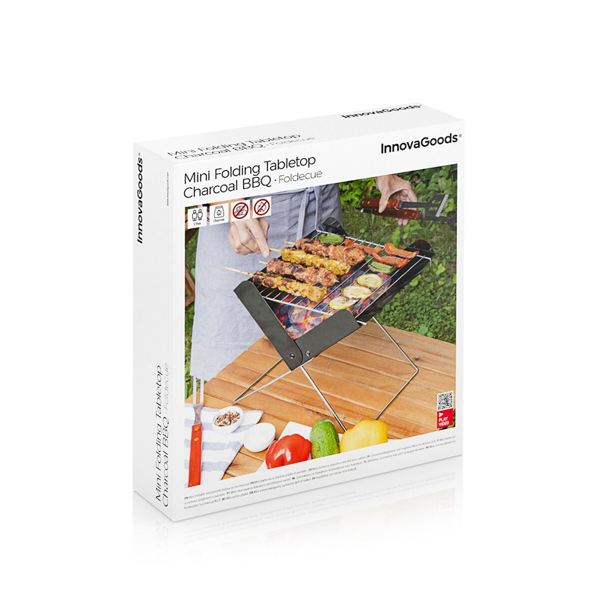 InnovaGoods Tragbarer Mini-Holzkohlegrill Foldecue