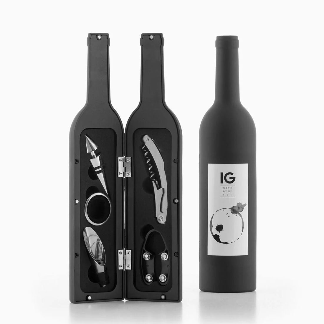 5-teiliges Weinzubehör-Set in Flaschenoptik – Detailansicht 5