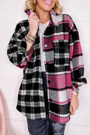Karierte Oversize-Hemdjacke in Schwarz