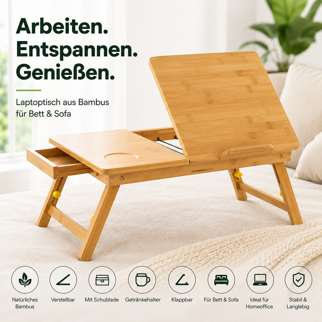 Beistelltisch aus Bambus, klappbar