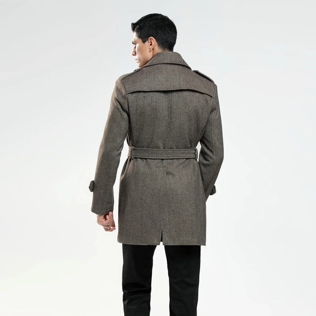 Korean Chic Herren Wollmix-Mantel mit Stehkragen – Detailansicht 3