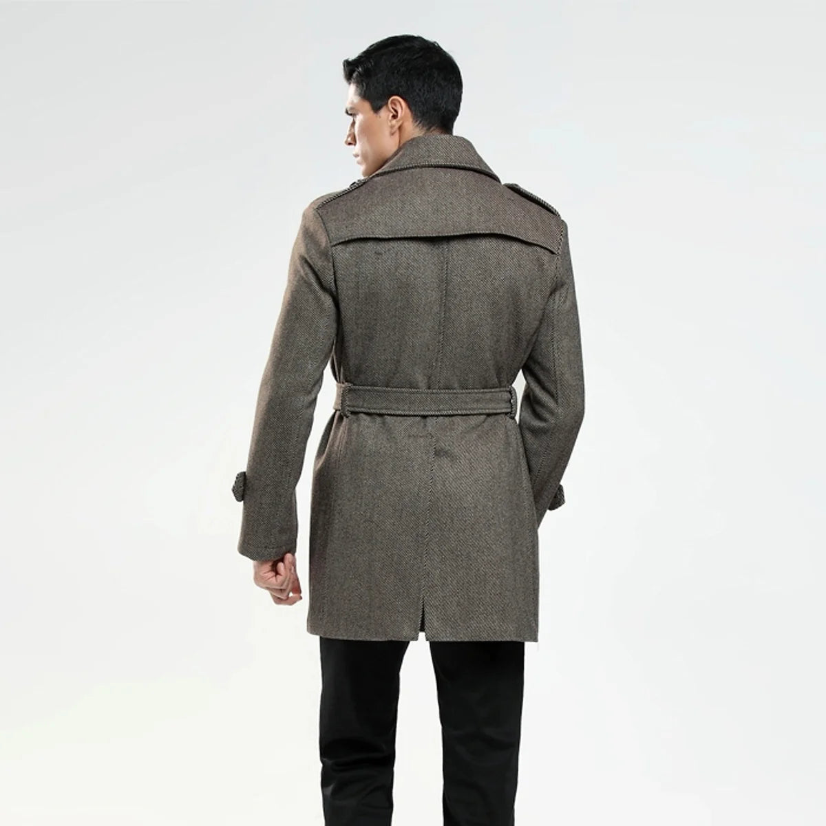 Korean Chic Herren Wollmix-Mantel mit Stehkragen – Produktansicht 5