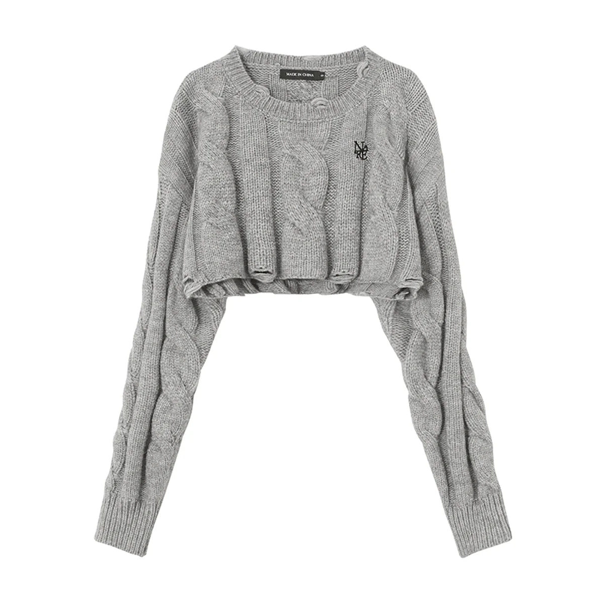 Kurzer Damen Strickpullover mit Rundhals – Produktansicht 2