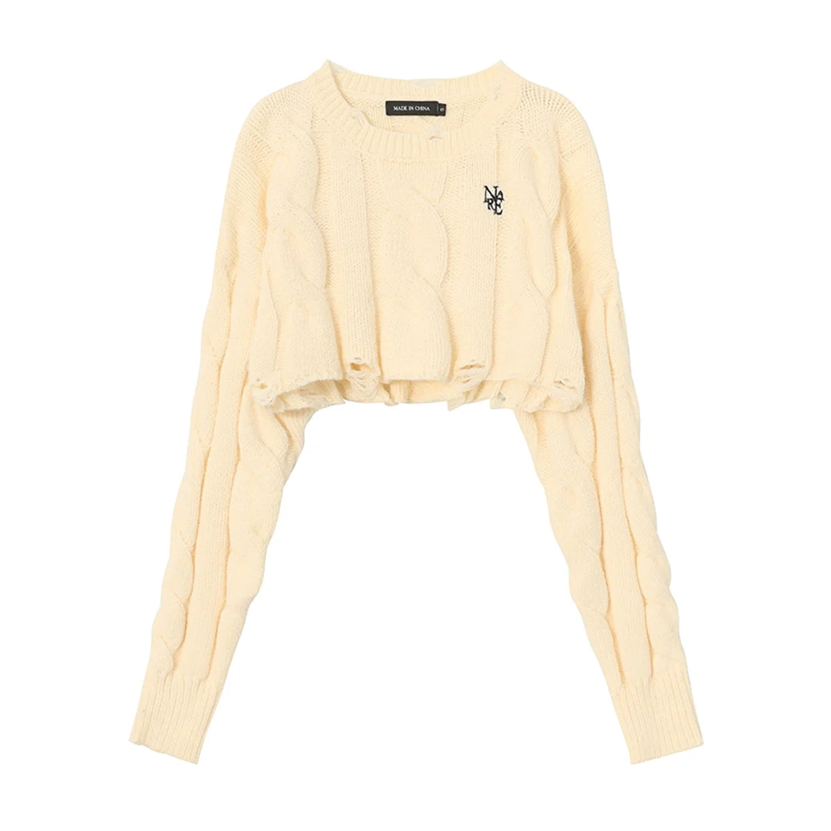 Kurzer Damen Strickpullover mit Rundhals – Produktansicht 5