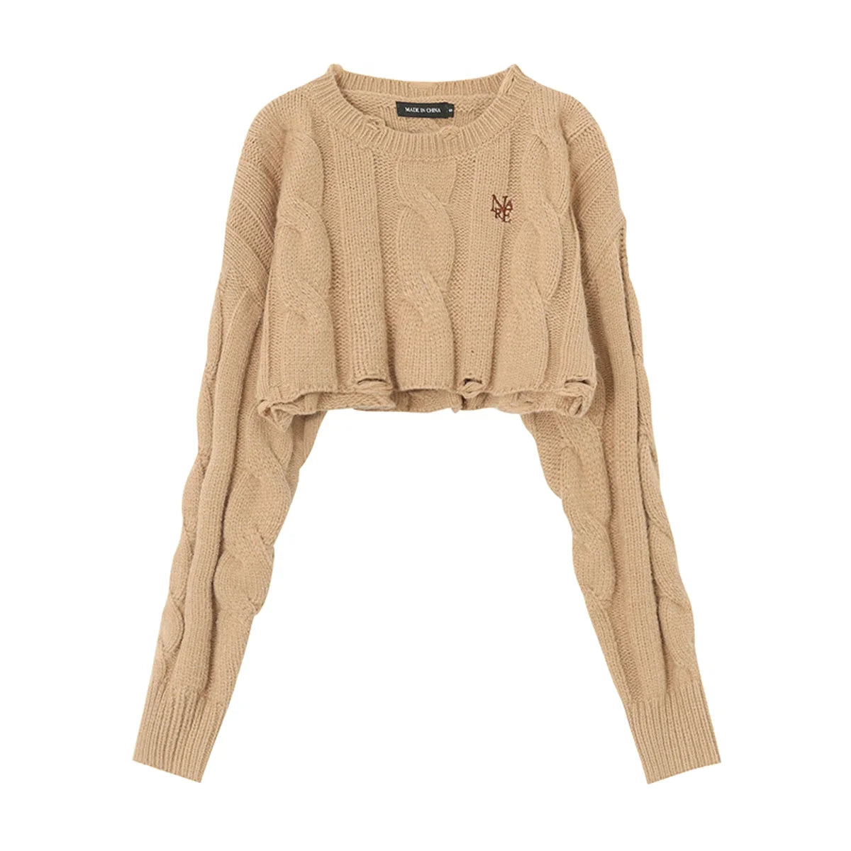 Kurzer Damen Strickpullover mit Rundhals – Produktansicht 3