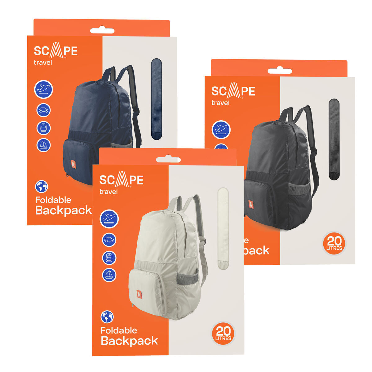 Lässiger Rucksack Scape Travel Blau Schwarz Grau - Mode & Accessoires