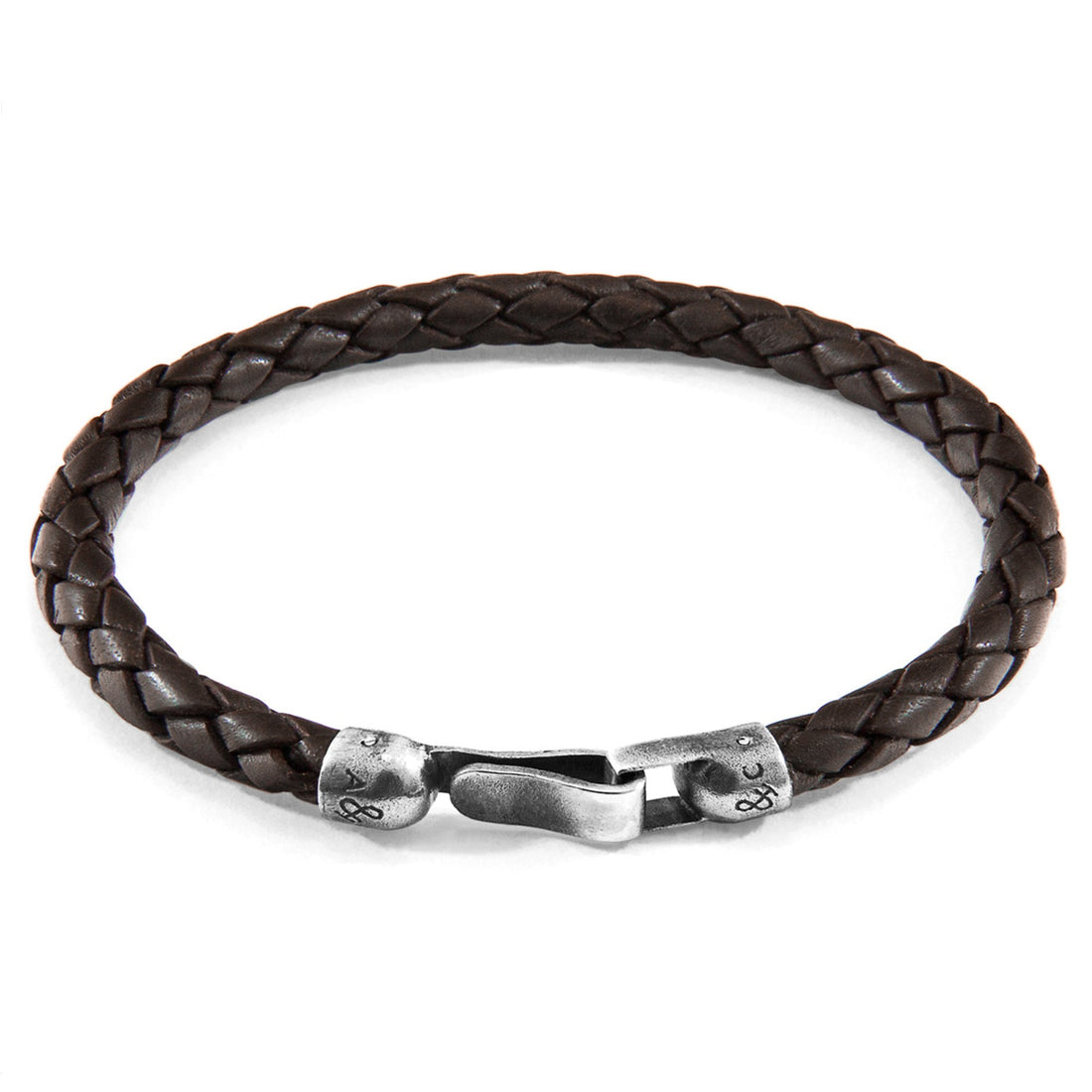 Skye Silberarmband aus geflochtenem Leder – Kakaobraun – Detailansicht 1