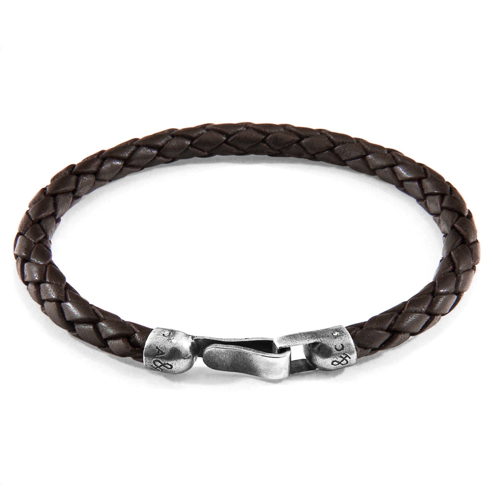 Skye Silberarmband aus geflochtenem Leder – Kakaobraun – Produktansicht 3