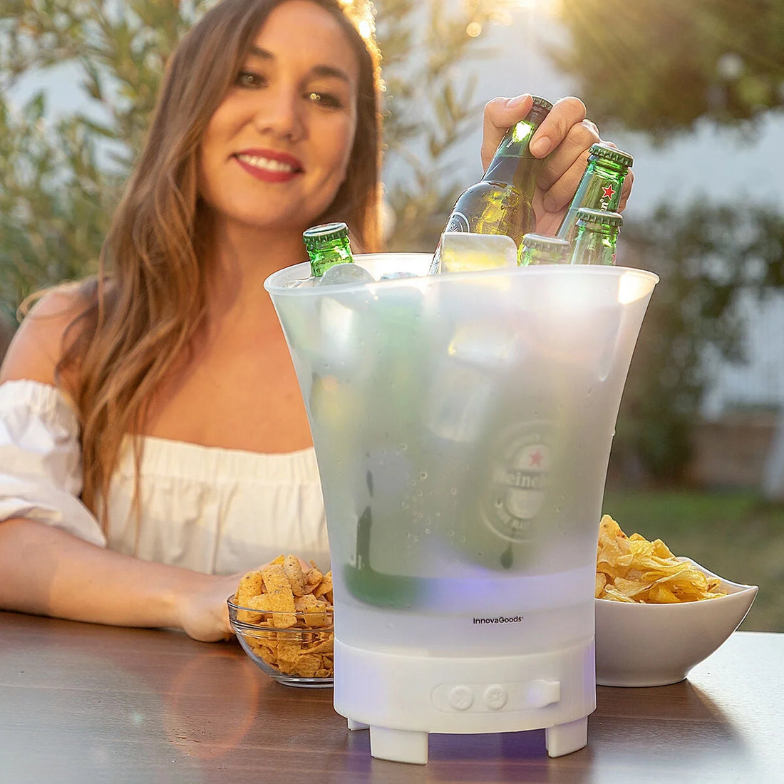 LED-Eiskübel mit wiederaufladbarem Lautsprecher Sonice – Detailansicht 3