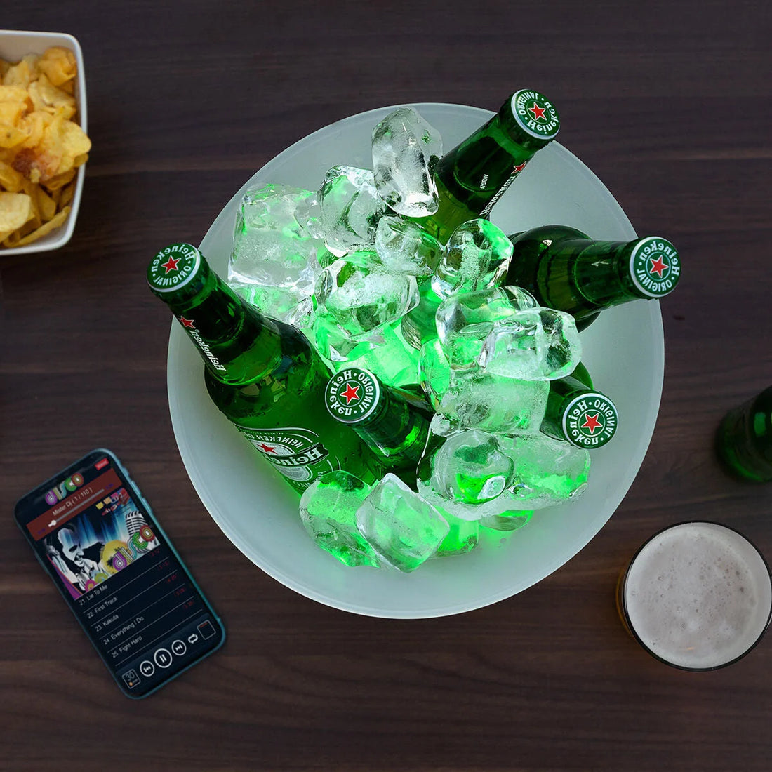 LED-Eiskübel mit wiederaufladbarem Lautsprecher Sonice – Detailansicht 5