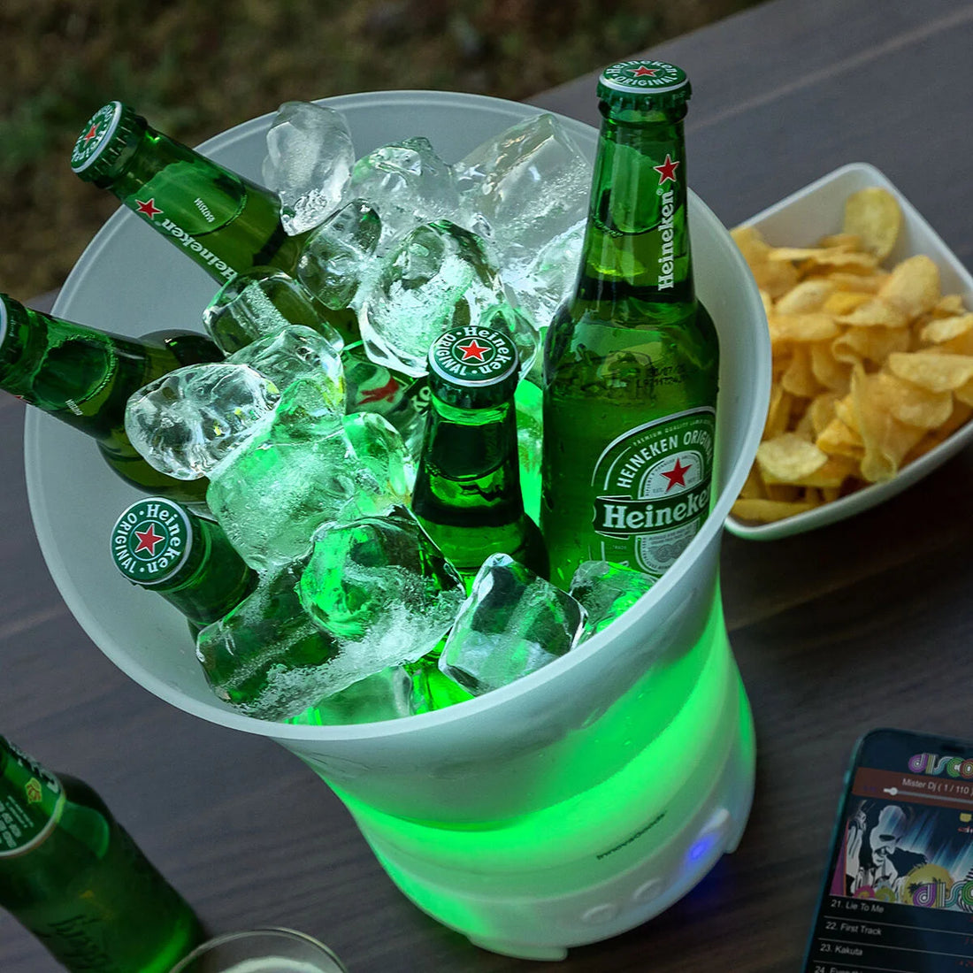 LED-Eiskübel mit wiederaufladbarem Lautsprecher Sonice – Detailansicht 4
