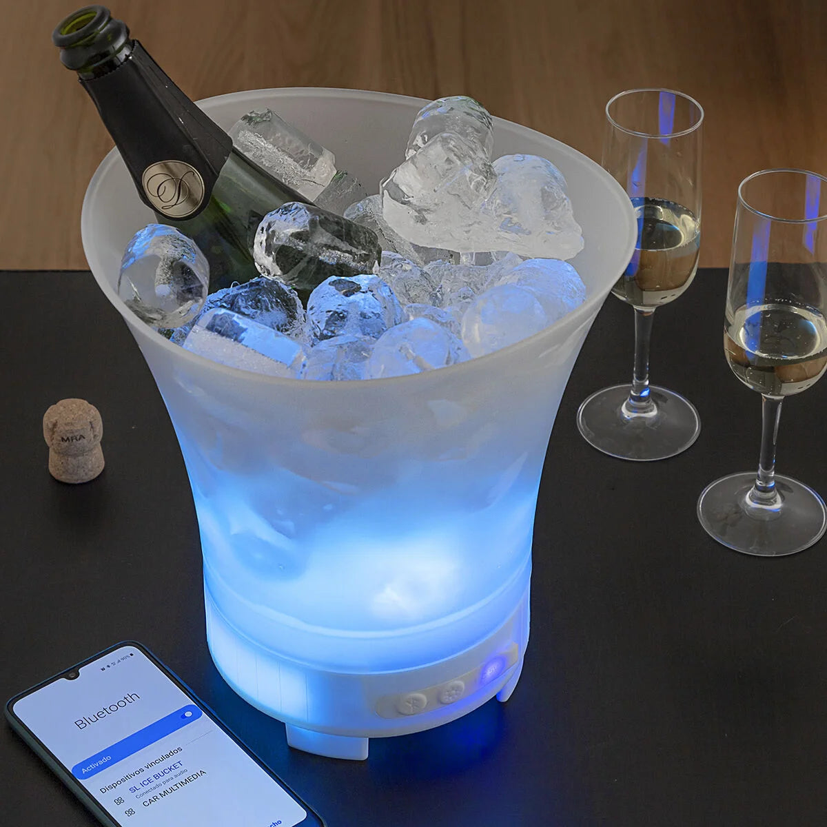 LED-Eiskübel mit wiederaufladbarem Lautsprecher Sonice – Produktansicht 3