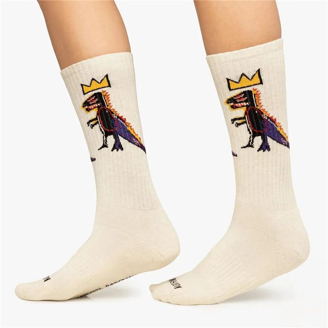Sportsocken Jimmy Lion Basquiat Pez Dis – Beige und Braun – Detailansicht 1