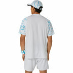 Asics Game Ss Top Kurzarm-T-Shirt Weiß Hellblau für Tennis - Mode & Accessoires