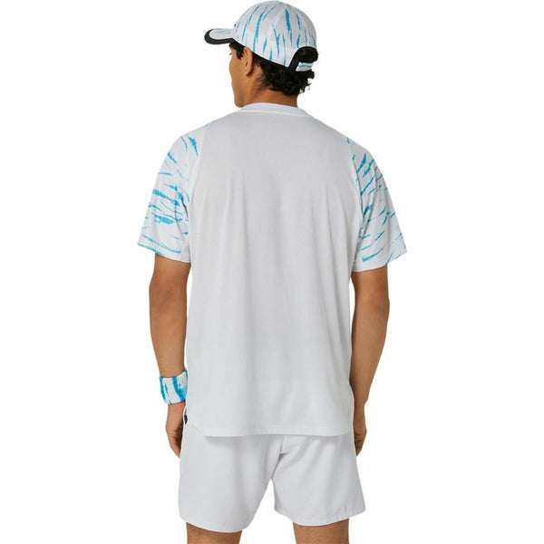 Asics Game Ss Top Kurzarm-T-Shirt Weiß Hellblau für Tennis - Mode & Accessoires