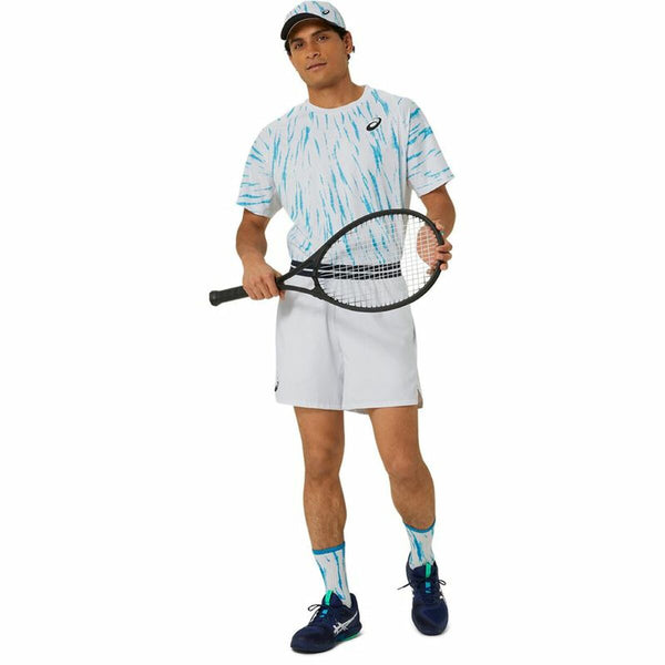 Asics Game Ss Top Kurzarm-T-Shirt Weiß Hellblau für Tennis - Mode & Accessoires
