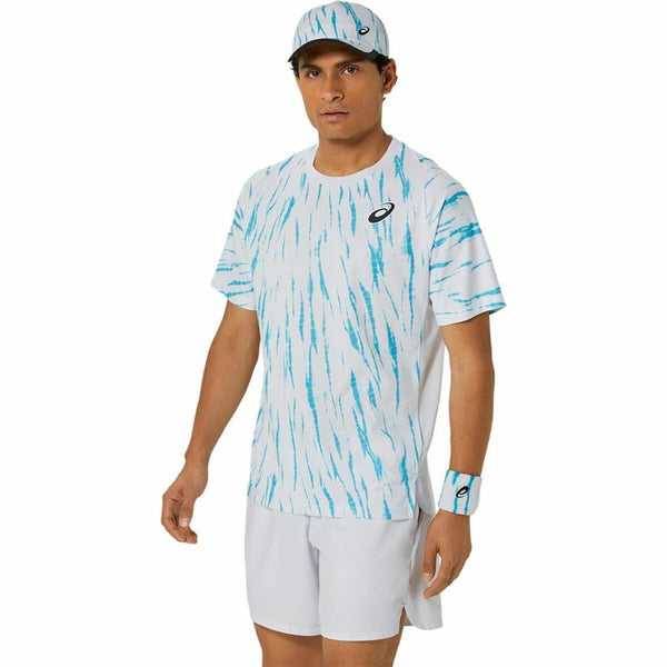 Asics Game Ss Top Kurzarm-T-Shirt Weiß Hellblau für Tennis - Mode & Accessoires
