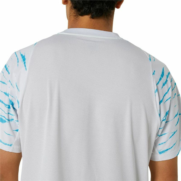 Asics Game Ss Top Kurzarm-T-Shirt Weiß Hellblau für Tennis - Mode & Accessoires