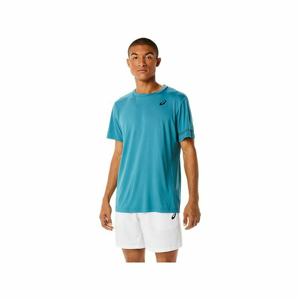 Asics Herren Kurzarm-T-Shirt Blau mit UV-Schutz - Sport & Freizeit